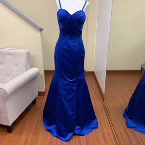 BEAUTIFUL! Satin Mermaid Dress in Cobalt